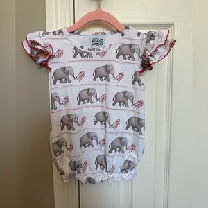 Elephant Print Kids One Piece - White and Gray
